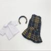14.5 inch Doll Outfit-School Plaid Jumper include Blouse and Matching Headband/Add on Option: Sock and Shoe (Doll is not included) (Jumper,White Sock,Matte Shoe, Plaid 2V) view 3
