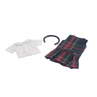 14.5 inch Doll Outfit-School Plaid Jumper include Blouse and Matching Headband/Add on Option: Sock and Shoe (Doll is not included) (Jumper Only, Plaid 63)