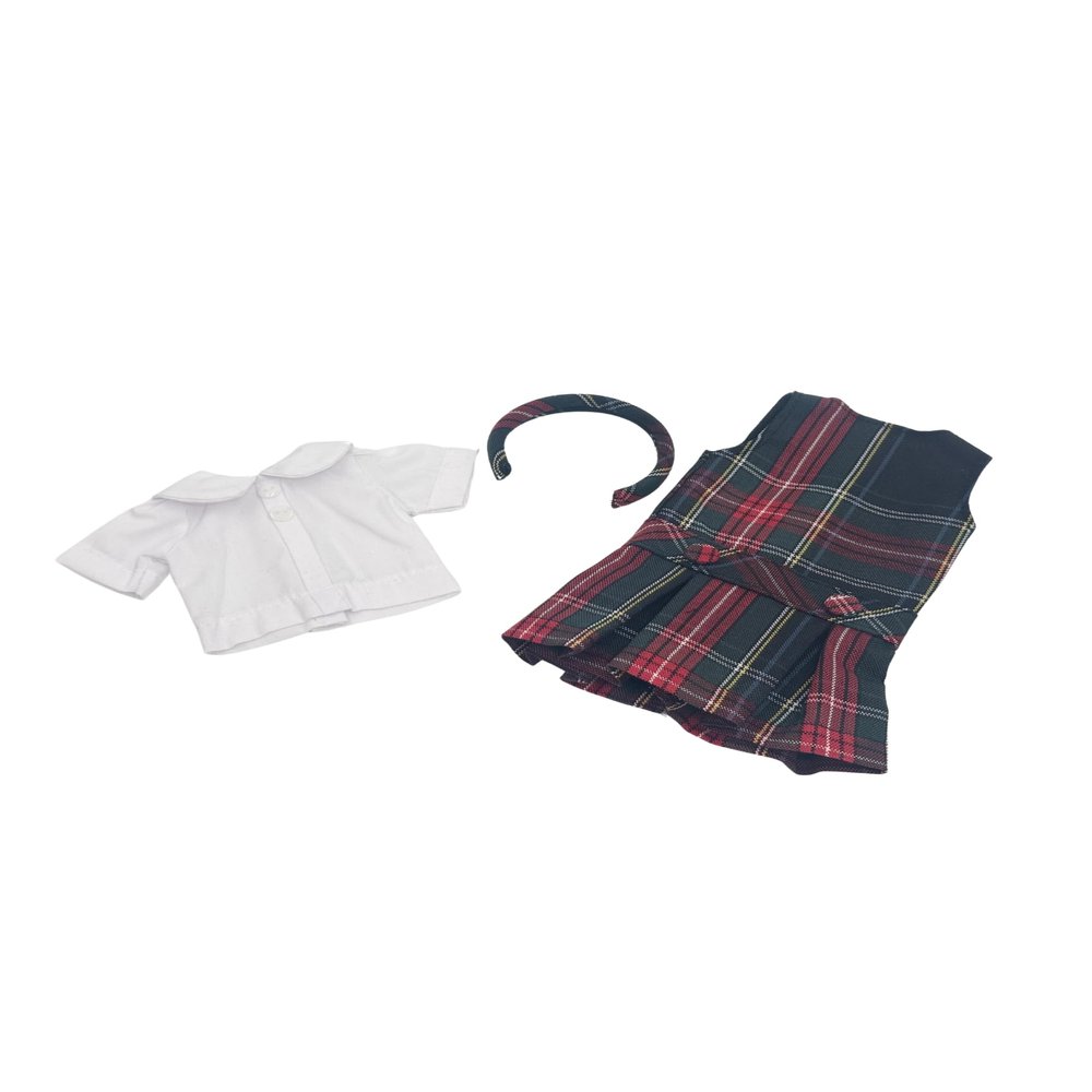 14.5 inch Doll Outfit-School Plaid Jumper include Blouse and Matching Headband/Add on Option: Sock and Shoe (Doll is not included) (Jumper Only, Plaid 63)