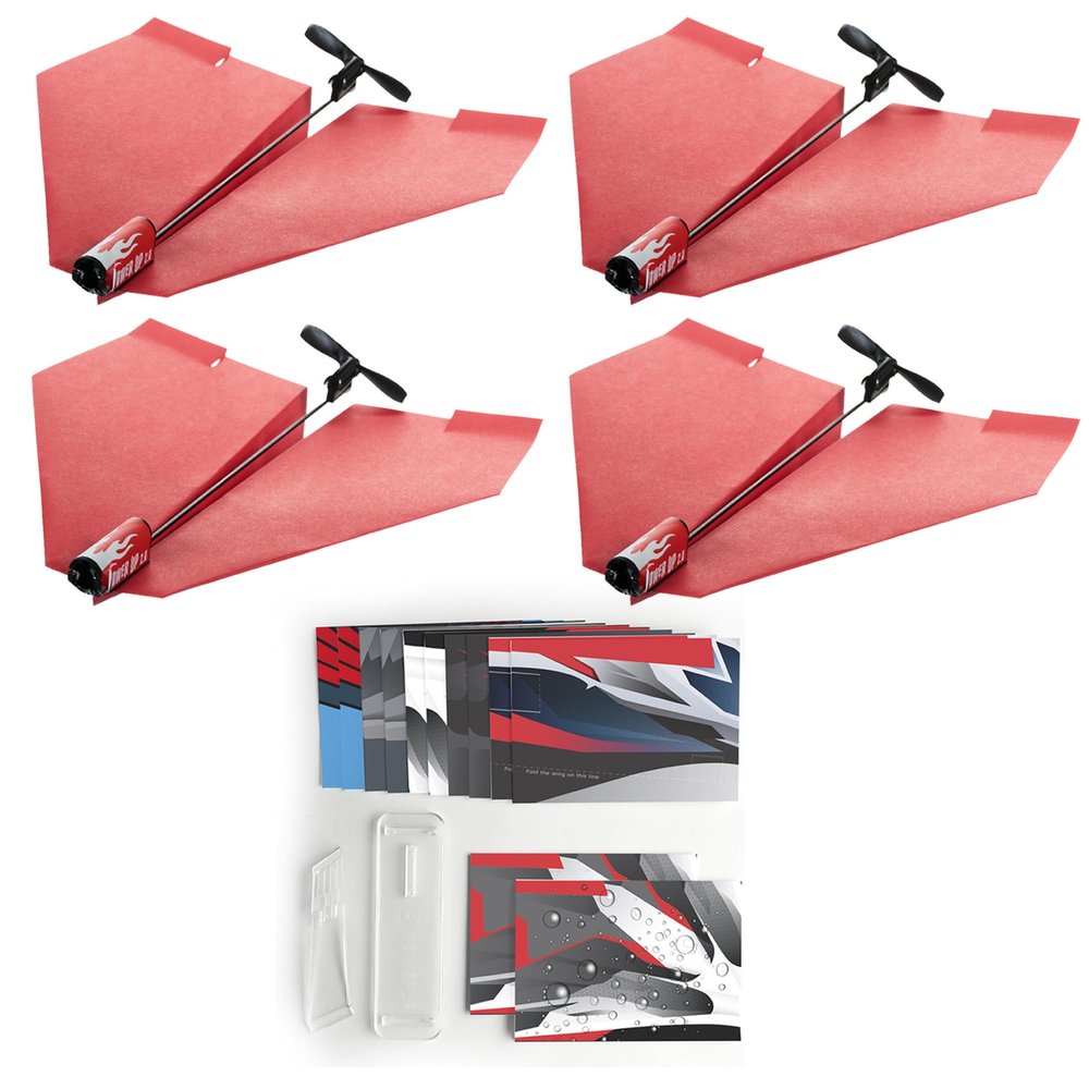 POWERUP 2.0 Family Kit  4 DIY Electric Paper Airplane Modules + 12 X Templates for Endless Flying Fun!