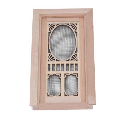 1:12 Doll House Screen Door, Finish Birch Wood Mini Dollhouse Furniture Model for DIY with Birthday, Anniversary, Party