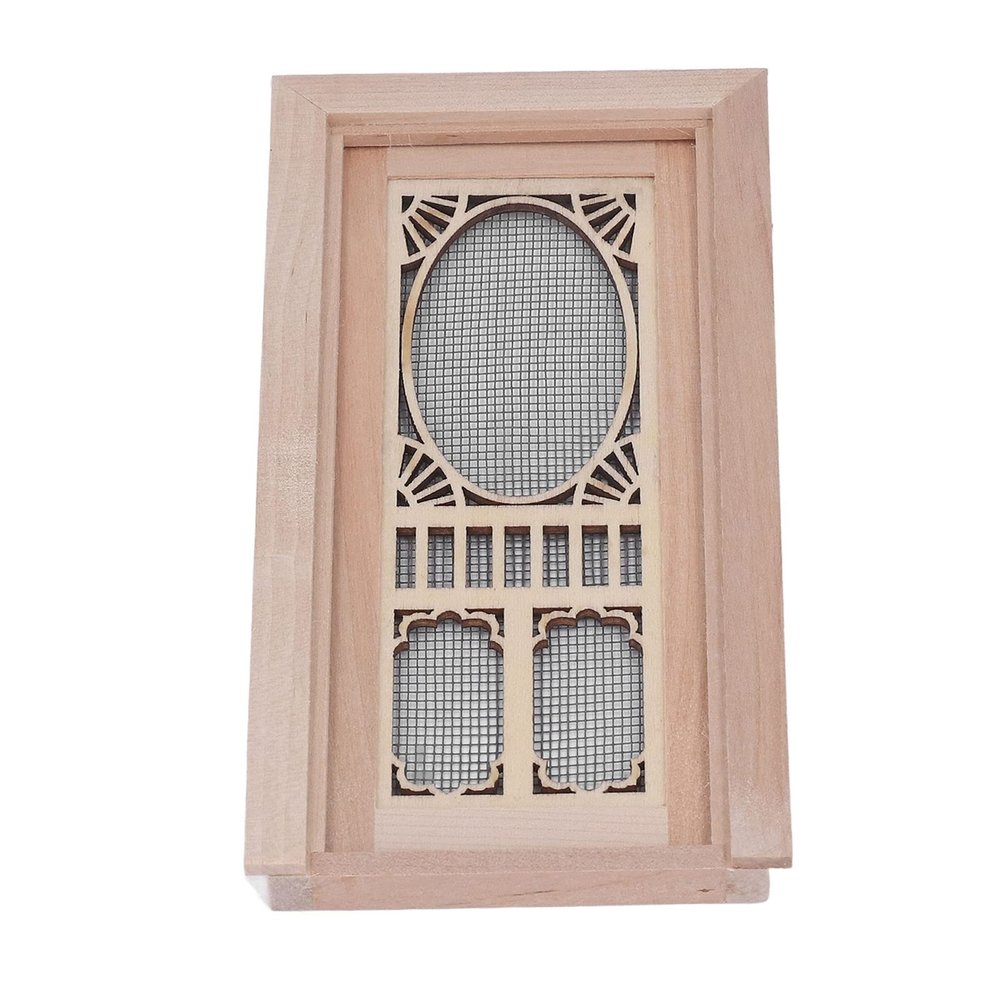1:12 Doll House Screen Door, Finish Birch Wood Mini Dollhouse Furniture Model for DIY with Birthday, Anniversary, Party