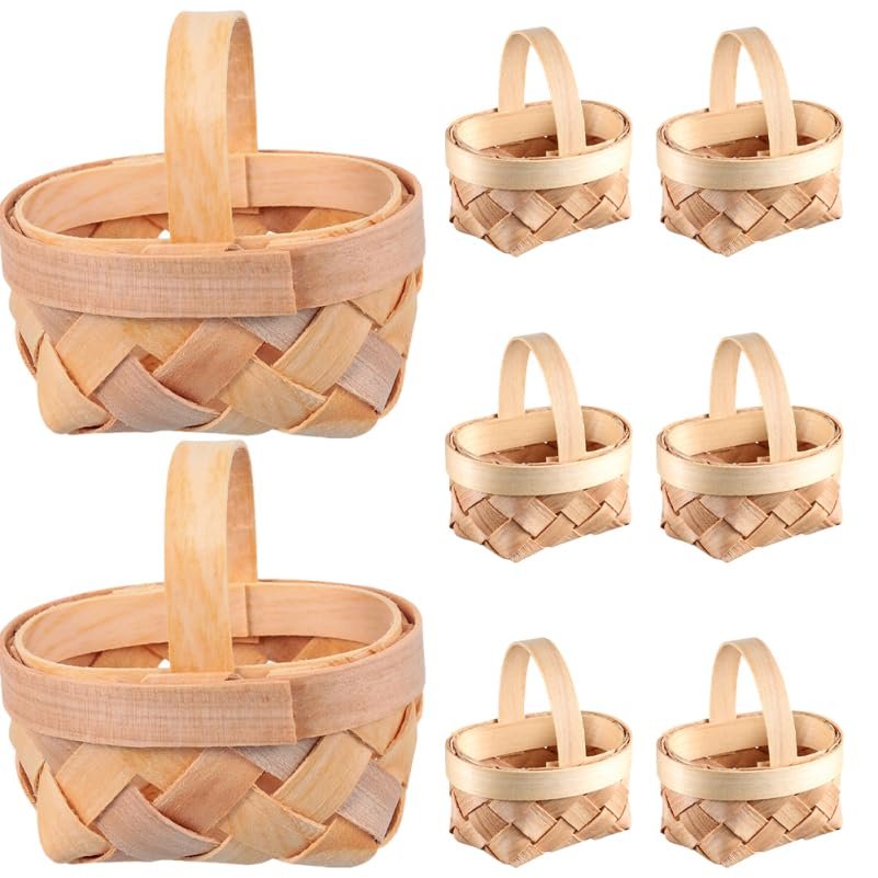 Unomor Mini Woven Basket 3.14X2.55X1.57In Tiny Rattan Doll House Basket Miniature Woven for Flower Arrangement Party Favor Storage and Home Decor