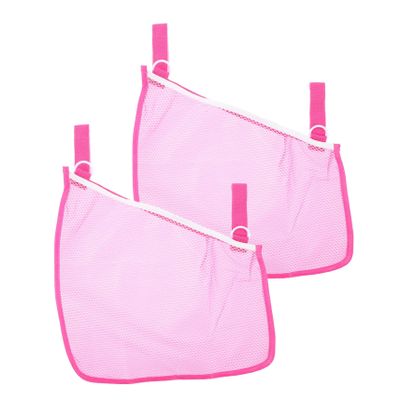 GARVALON 2pcs Adjustable Strap Mesh Stroller Storage Bag Stroller Hooks Diaper Bags Portable