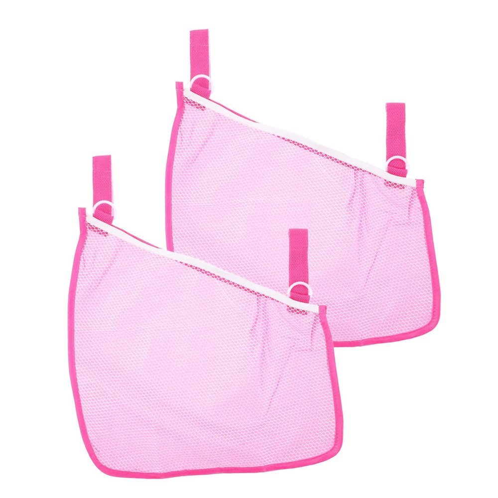 GARVALON 2pcs Adjustable Strap Mesh Stroller Storage Bag Stroller Hooks Diaper Bags Portable