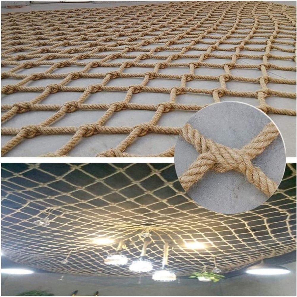 TZLGMDER Children's Climbing net Rope Netting Outdoor Railing Decor Hemp Rope Cargo Net Child Playground Kids Swing Hammock Safety Net Climbing Net for Outdoor(3m*3m)