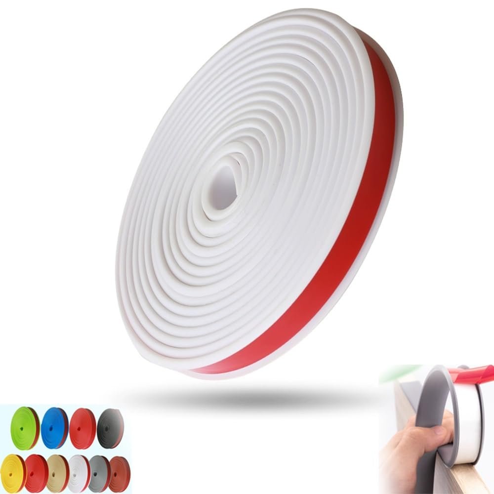 SVBVRFEEW 6.5ft Self Adhesive Veneer Edge Banding U-Shape Edge Protector Strip, Edge Strip Peel and Stick Furniture Edge Trim Collapsible Countertop Edging Edge Guards for Cabinet Repair(White,3.6cm)