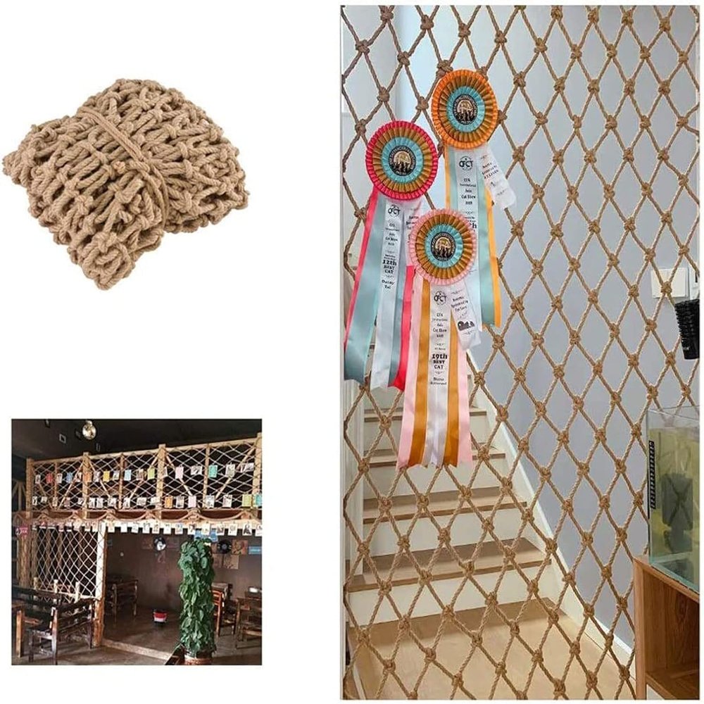 TZLGMDER Children's Climbing net Safety Net for Kids, Hemp Safety Net Children Autumn Safety Net Hemp Rope Net Insulation Net Indoor Outdoor Climbing Swing Balcony(3m*5m)