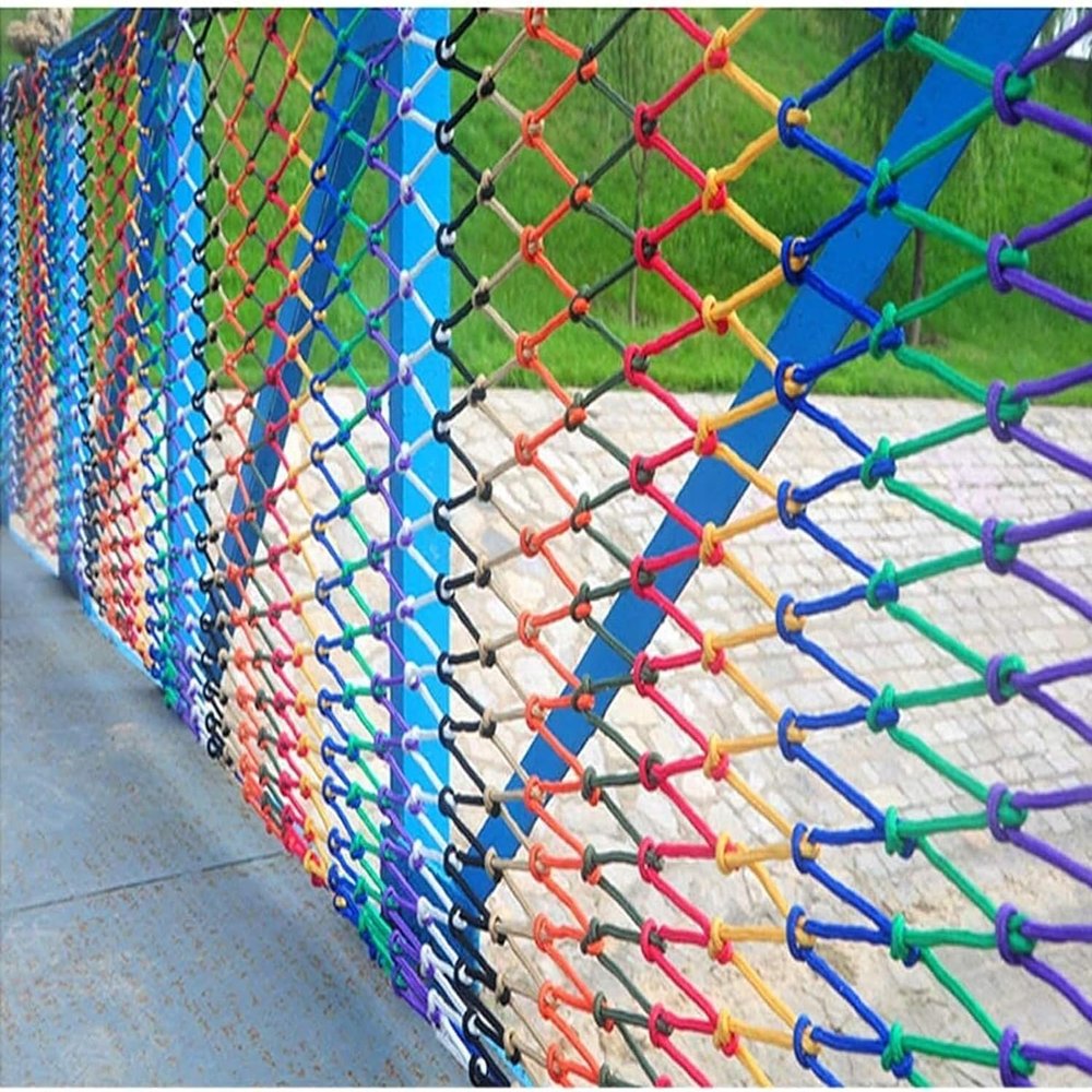 TZLGMDER Children's Climbing net Climbing Net Multicolour Outdoor Rope Ladder Net, Cargo Net, Playground Climbing Net Stair Railings(2 * 4m(6.6 * 12.12ft))