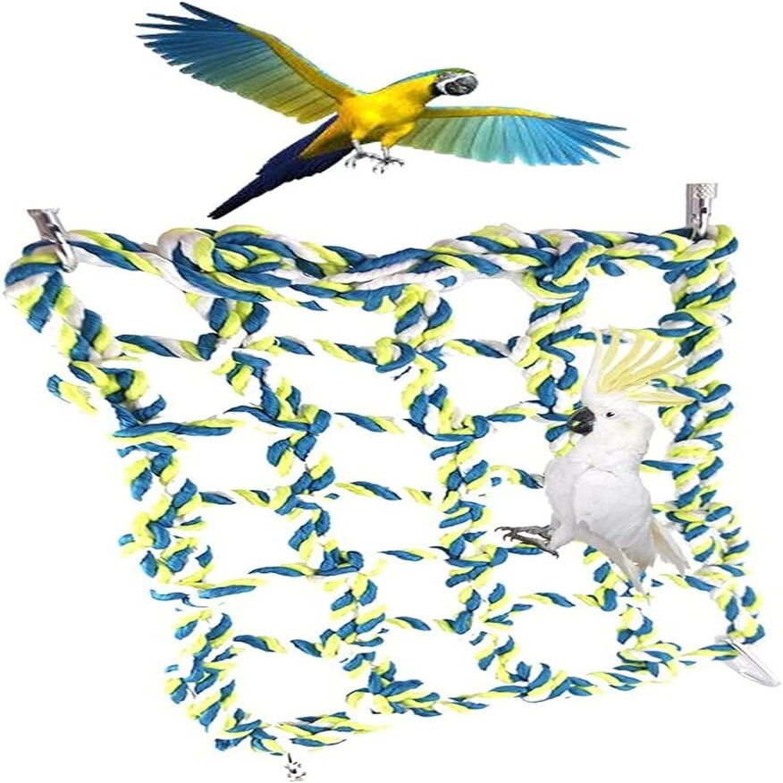 Children's Climbing net Climbing Rope Ladder, Bird Twine Swing Net, Bird Rope Climbing Net with 4 Hooks, Abundant Habitat and Play