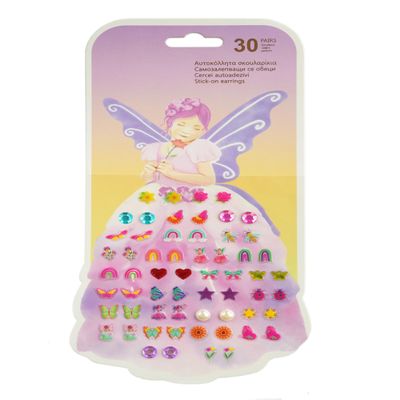 30 Pairs Stick On Earrings - Little Girls Sticker Earrings Self-Adhesive Butterfly Sticky Earring Gem Stickers For Kids (Butterfly)