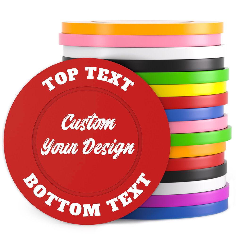 MANBATTLE 100 Custom Poker Chips, 37MM Bar Drink Token Chips Personalized Logo, Image or Text, Double Sided Full Color Print Custom Tokens for Bar, Party, Poker Games, Casino Night