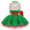 Alvivi Kids Girls Sequin Party Tutu Skirt Crewneck Sleeveless Bowknot Dance Dress Mrs Santa Cosplay Costume Green 16 Years view 2