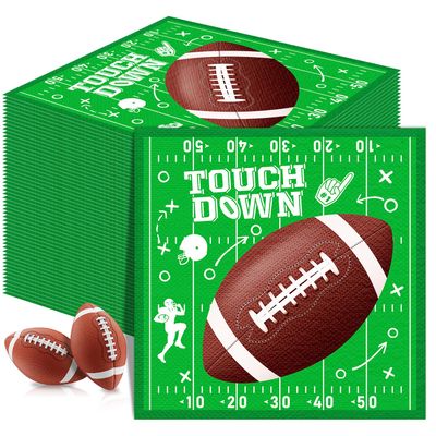 100 Pack Football Paper Napkins Disposable Football Party Napkins Football Rugby Napkins Set for Tailgate Party Decorations Football Birthday Party Supplies Football Theme Party Towel