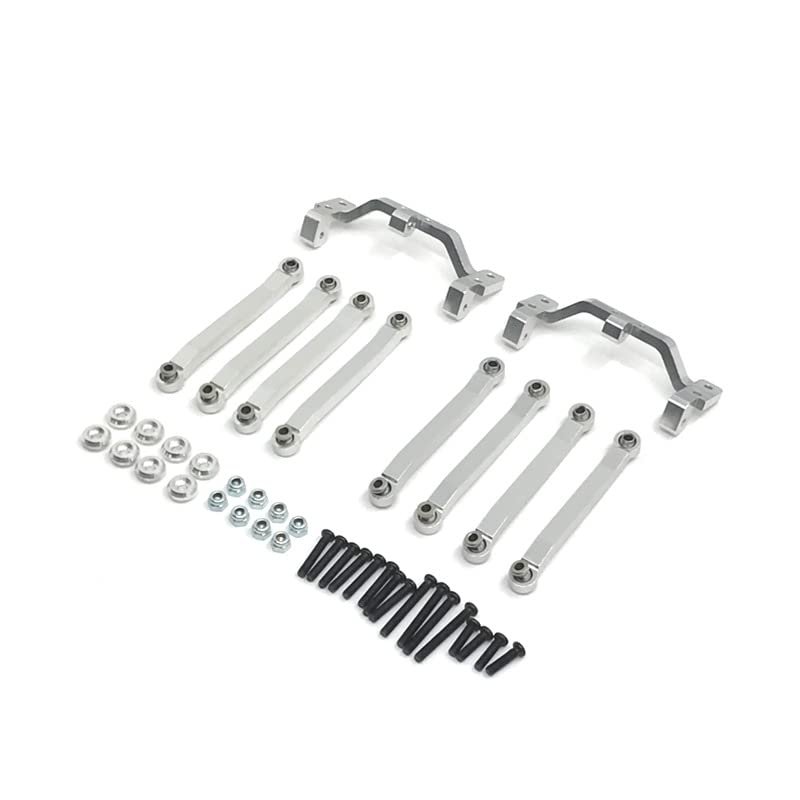 8pcs Metal Chassis Pull Rods Link Suspension Tie Rod for MN D90 D91 D96 D99 D99S MN90 1/12 RC Car Upgrade Parts(Silver)
