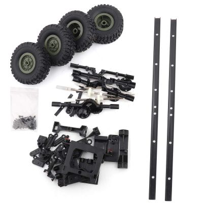 equlup RC Oil Tank Trailer Chassis, Simulation Oil Case Trailer Chassis Spare Tire Kit Metal Plastic Military Truck RC Car Spare Parts for 1:16 RC Car