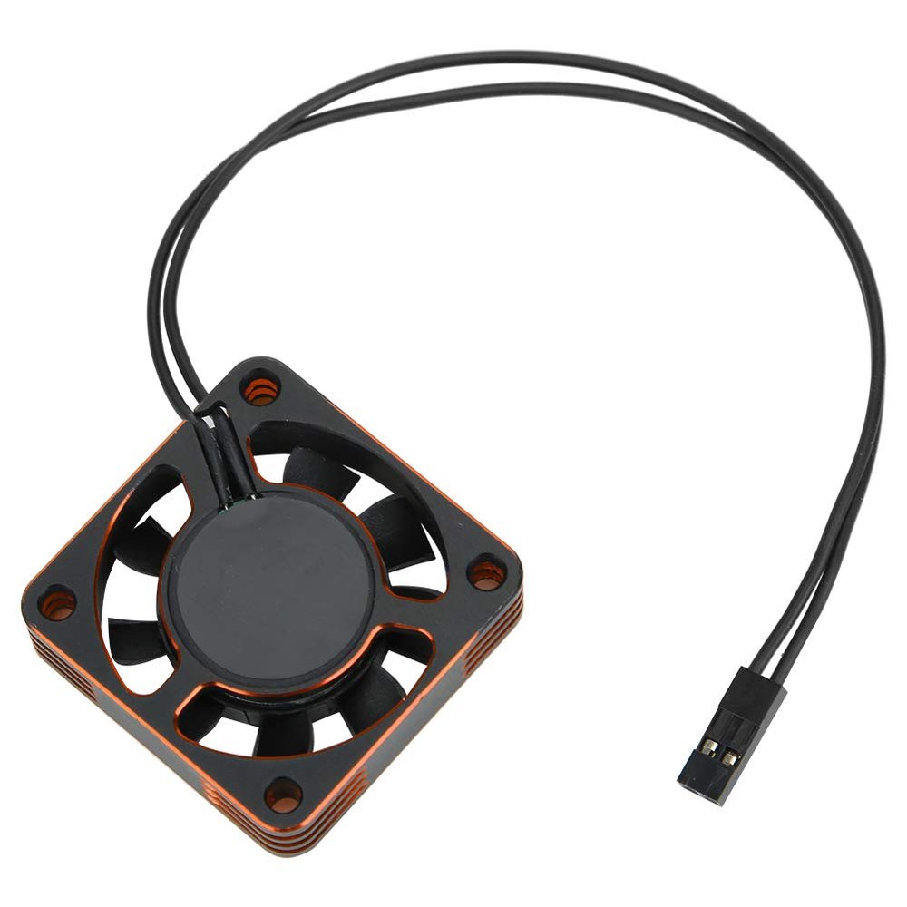 Gavigain RC Motor Fan, 40mm RC Motor Cooling Fans High Speed Aluminum RC Car Motor Cooling Fan for Brushless Car (Black Orange)