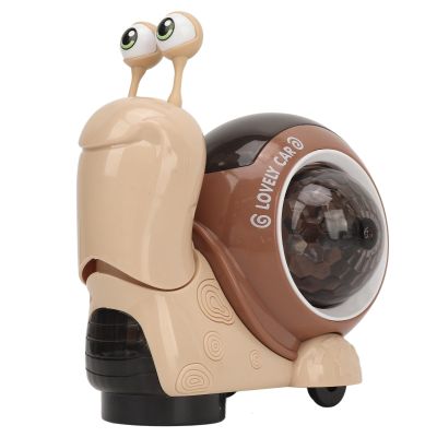 Crawling Snail Baby Toy, Cute Plastic Shaking Head Walking Tummy Time Snail Toy with Music Light (Brown