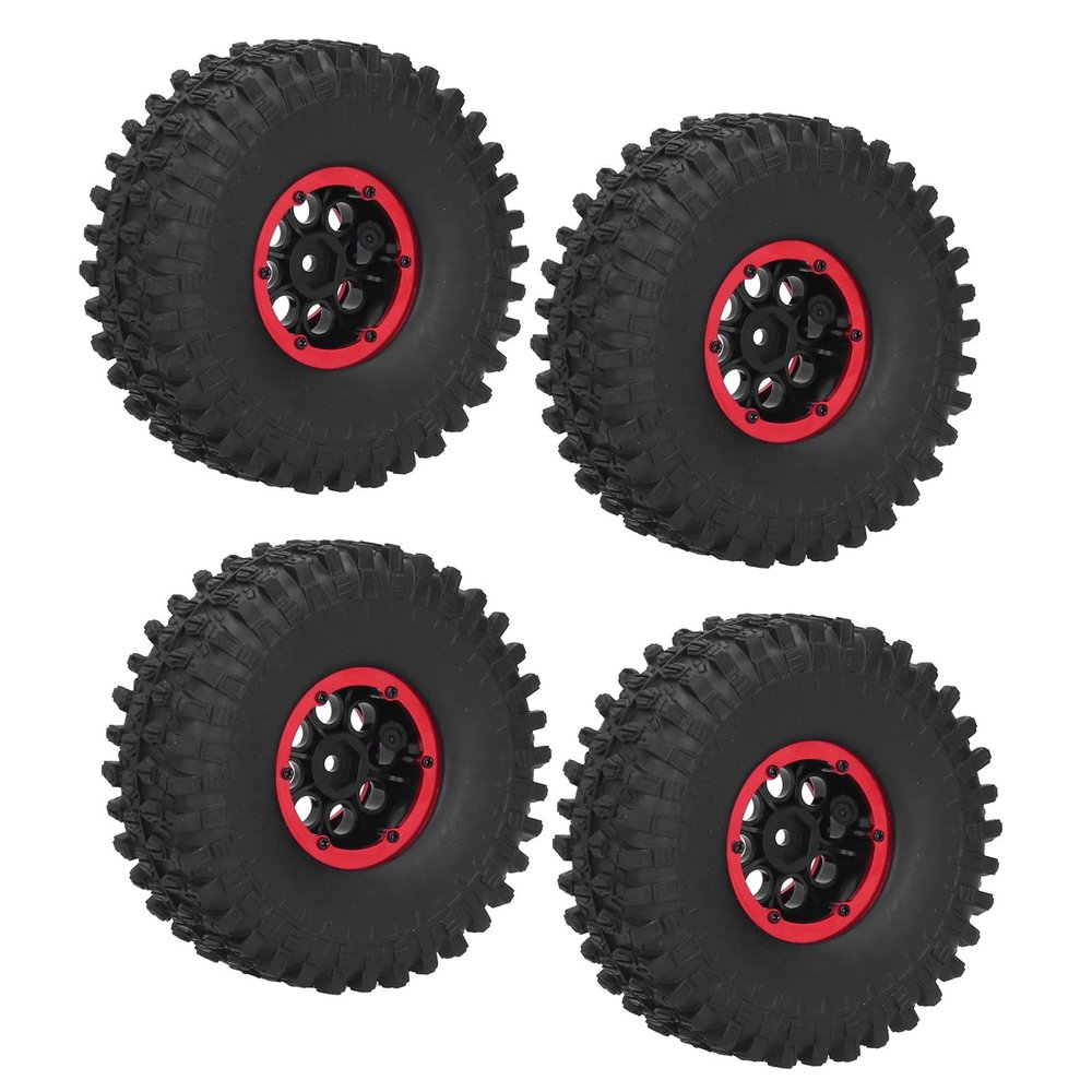 1.9in RC Wheel, Great Workmanship Shock Absorption 4Pcs RC Racing Tires Strong Grip for RC Racing for RC Car (Red)