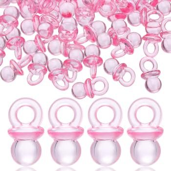 100 Pcs Acrylic Pacifiers: Mini Cute Shower Pacifiers Necklace Bulk Party Favors Charm Pacifiers for Shower Favors Decoration