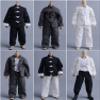 1/12 Scale Male Clothes,Chinese Kung Fu Suit Coat Vest Pant Clothing Set for 6inch Male Soldier Action Figure Body (Black Coat+White Vest+Black Pant) view 3