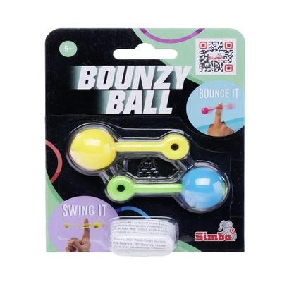 Simba 105952679 Bounzyball Double Pack, 3 Assorted Designs, Only One Item Delivered, Rubber Trickball with Rubber Cord and Finger Loop, Diameter: 2.5 cm, from 5 Years