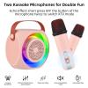 HXBER Mini Karaoke Machine Microphone and Speaker Set with 2 Microphone LED Color Light Handheld Mic Karaoke Speaker Gifts for Birthday Party Desktop Outdoor Home KTV Set view 4