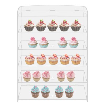 5 Tier Clear Cupcake Case,Countertop Bakery Display Case,Acrylic Display Case Dessert Acrylic Display Shelf,Cookie Display Cabinet Plastic Case for Models,Makeup,Figurines