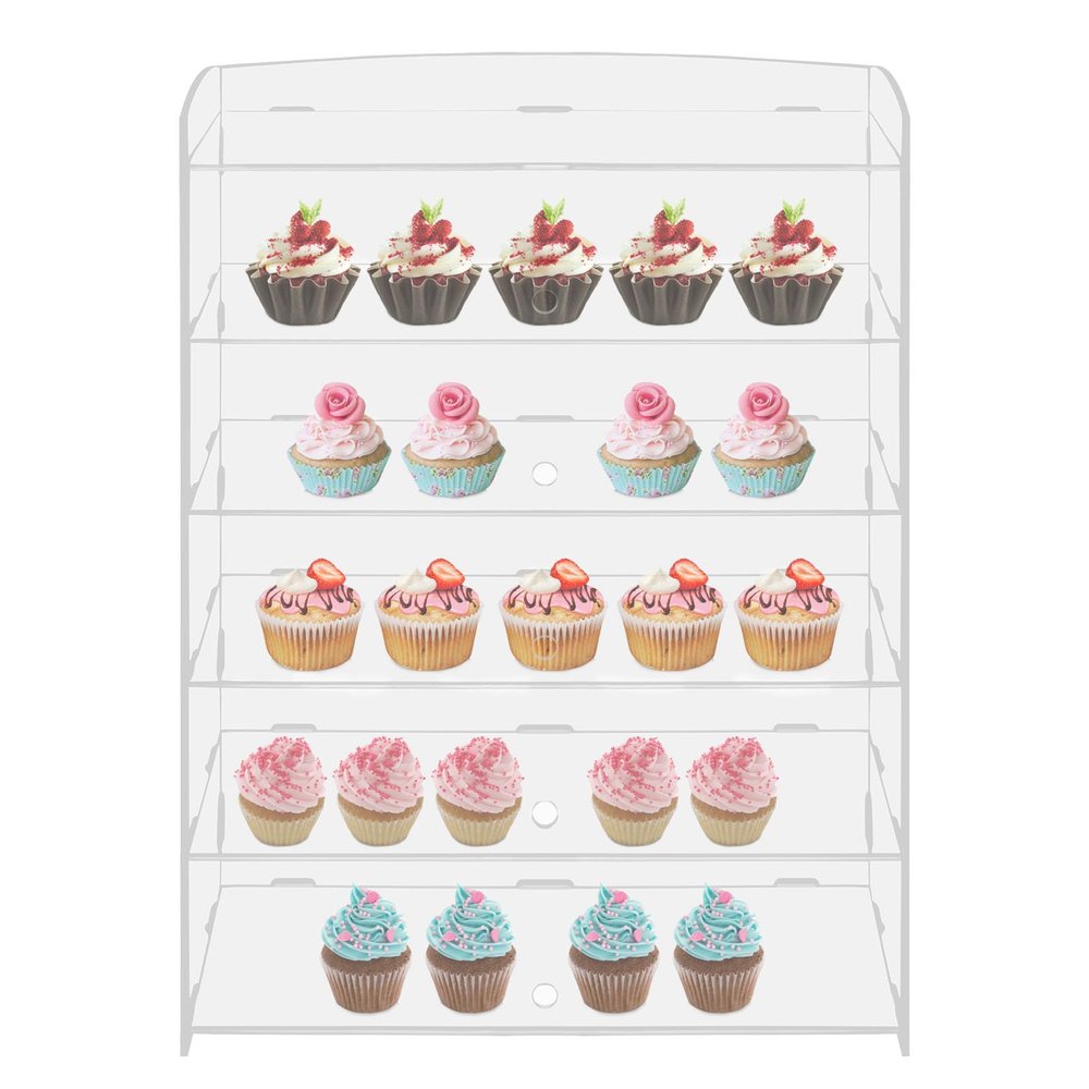 5 Tier Clear Cupcake Case,Countertop Bakery Display Case,Acrylic Display Case Dessert Acrylic Display Shelf,Cookie Display Cabinet Plastic Case for Models,Makeup,Figurines