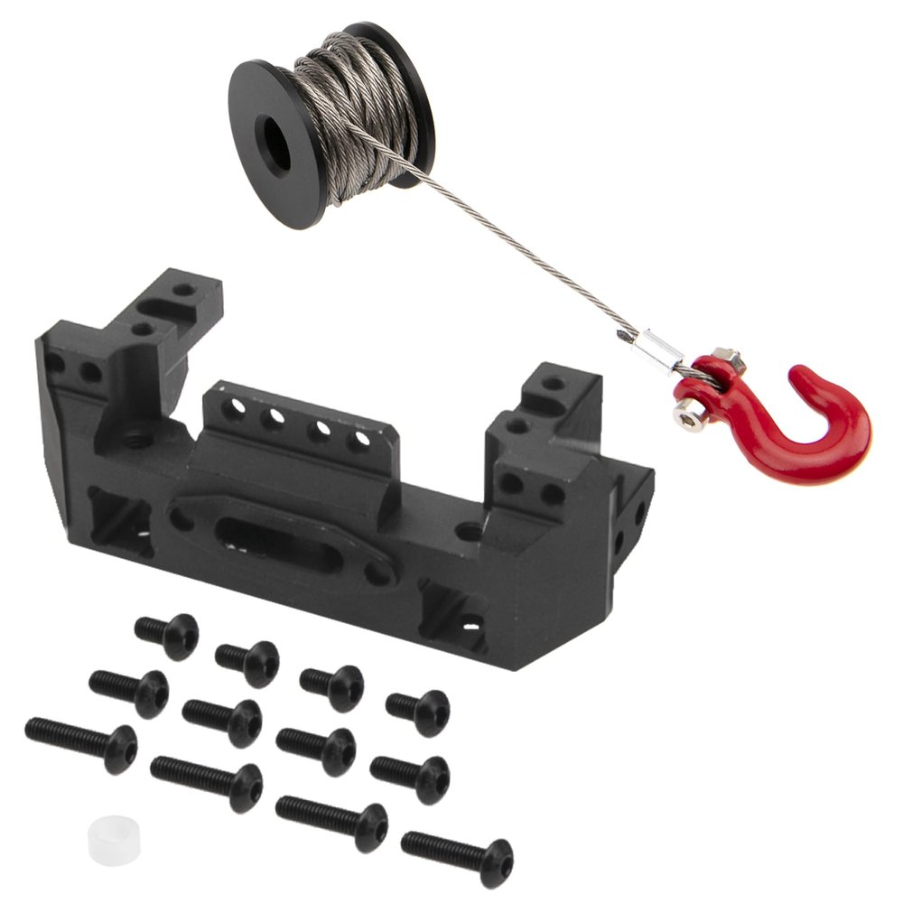 25T Steering Gear Servo Winch Wheel & CNC Aluminum Front Bumper Mount Servo Winch Mount Bracket