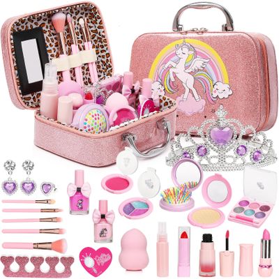 Kids Washable Makeup Girls Toys,Real Little Girl Make up Sets,Toddler Makeup Kit for Kid Children Princess Christmas Birthday Gifts Toys for 5 6 7 8 9 10 Year Old Girls