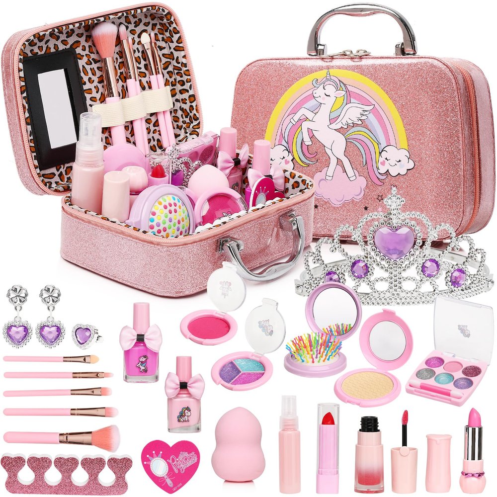 Kids Washable Makeup Girls Toys,Real Little Girl Make up Sets,Toddler Makeup Kit for Kid Children Princess Christmas Birthday Gifts Toys for 5 6 7 8 9 10 Year Old Girls