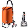 Folding Shopping Cart 2 in 1 Shopping Trolley Waterproof on 6 Wheels Stair Climber with Removable Bag, Labor Saving for Climbing Stairs-Orange view 1