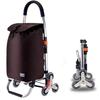 Folding Shopping Cart 2 in 1 Shopping Trolley Waterproof on 6 Wheels Stair Climber with Removable Bag, Labor Saving for Climbing Stairs-Coffee view 1