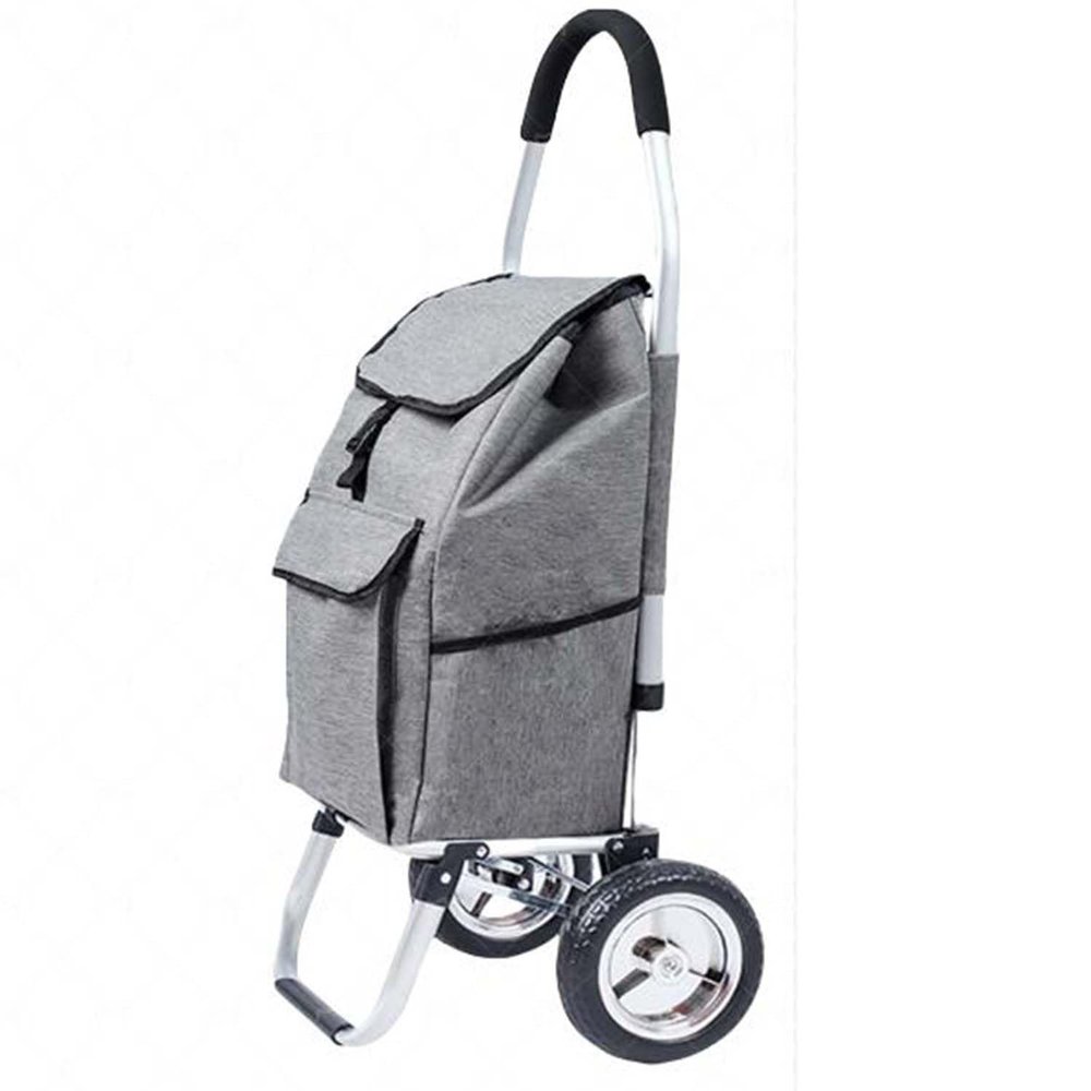Shopping Trolley, Foldable Shopping Trolley, Reusable, Shopping and Grocery Trolley on Wheels, with Detachable Shopping Bag for Shopping-Grey