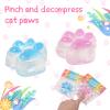 1pcs Blue Squishy Cat Paw Squeeze Toys, Ice Through Sparkling Powder Kawaii Sticky Squishies PVC Toys, Stress Relieving Fur Ball OPP Packaging Gifts for Kids Teenage (1pcs Blue) view 2