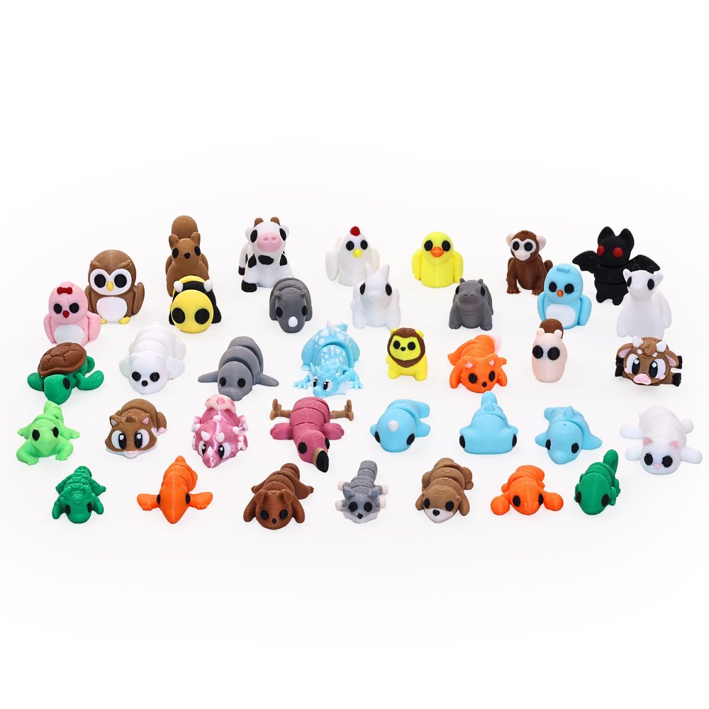 37PCS Animals Figures, 3D Printed Animals Figurines, Articulated, Fidget Toys, Fun Party Favors for Kids, Goodie bag Stuffers, Unique Birthday, Valentines Day Gift, Classroom Rewards, Desk Pets Toy