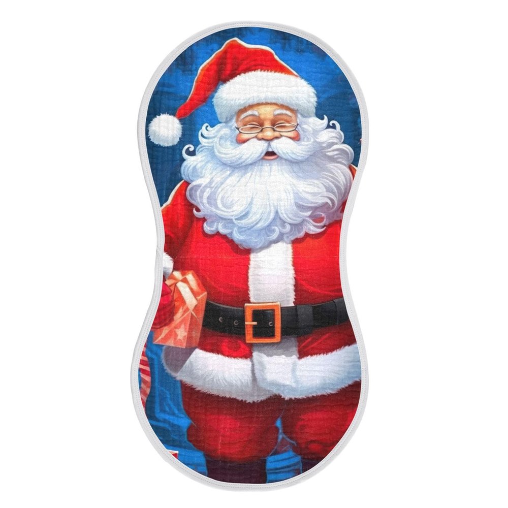 FLildon Muslin Burp Cloth for Baby 1PC Christmas Santa Claus Super Absorbent Burping Cloths, Bibs for Newborn Boys Girls
