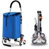 Folding Shopping Cart 2 in 1 Shopping Trolley Waterproof on 6 Wheels Stair Climber with Removable Bag, Labor Saving for Climbing Stairs-Blue view 1