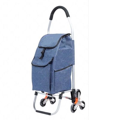 Shopping Trolley, Foldable Shopping Trolley, Reusable, Shopping and Grocery Trolley on Wheels, with Detachable Shopping Bag for Shopping-Blue-a