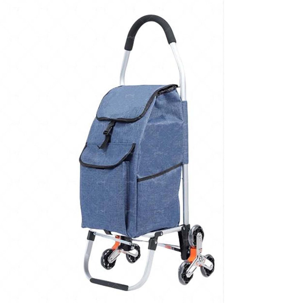 Shopping Trolley, Foldable Shopping Trolley, Reusable, Shopping and Grocery Trolley on Wheels, with Detachable Shopping Bag for Shopping-Blue-a