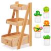 1 Set Miniature Plants Set with Stand: 4.32X2.28X2.16in Mini Plant Shelf Kit Mini Potted Flower Model Tiny Fake Greenery Ornament Dollhouse Furniture for Christmas view 1