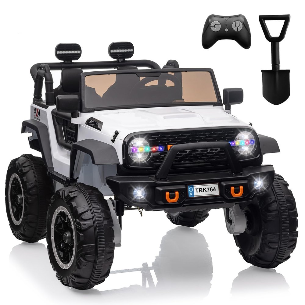 24V Ride on Car Toys, Remote Control 4 Wheels Electric Power Car for Toddlers Kids Boys Girls, 2 Seater Motorized Ride on Cars Vehicle, White