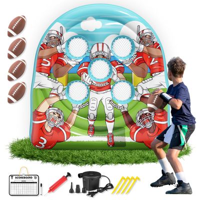 6FT Giant Inflatable Football Target Toss Game - Fun Indoor & Outdoor Yard Games for Kids & Adults, Football Party Throwing Games, Carnival Games, Camping & Tailgate Lawn Activities