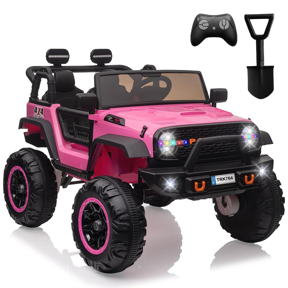 24V Ride-On Car Toys, Remote Control 4-Wheels Electric Power Car for Toddlers Kids Boys & Girls, 2-Seater Motorized Ride-On Vehicle, Pink