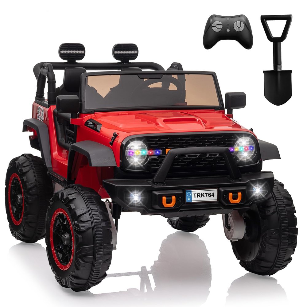 24V Ride on Car Toys, Remote Control 4 Wheels Electric Power Car for Toddlers Kids Boys Girls, 2 Seater Motorized Ride on Cars Vehicle, Red
