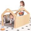 KRAND Wooden Playhouse for Toddlers w/Double Non-Shatter Safety Mirrors, Montessori Crawling Tunnel/Crawl-Through Play Set for Children and Kids, Daycare and Preschool Playroom(with Cushion) view 1