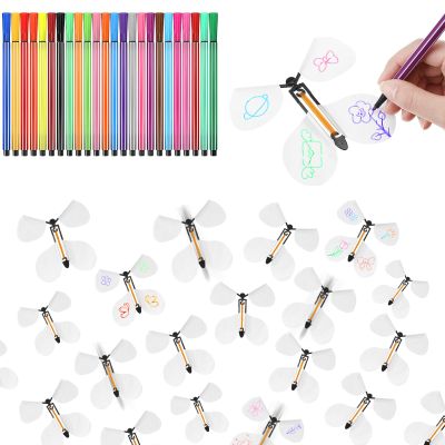 WinnerWhy 60 Set DIY Flying Butterfly White Flying Butterfly Toy Wind up Butterflies Magic DIY Cards with 24 Color Pens Surprise Gift for Valentine Birthday Wedding Graduation