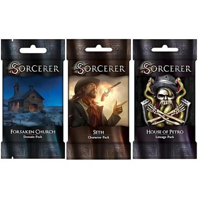 WISE WIZARD GAMES Sorcerer Card Game Bundle: Seth Character Pack, House of Petro Lineage Pack, and Forsaken Church Domain Pack (3 Items)