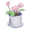 1:12 Scale Miniature Resin Potted Lotus Flower Pot Decor for Dollhouse, Small Decorative Lotus Plant Toy view 4